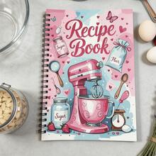 1pc Personalized Recipe Notebook - Handmade Spiral Notebook - Blank Recipe Book, For Organizing Home Recipes, Where You Can Record Your Own Recipes. - Pink Recipe Notebook - View 5