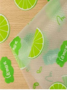 Bộ 3 miếng, 5 miếng, 8 miếng lót tủ lạnh họa tiết chanh xanh, thảm chống dính cho tủ lạnh, có thể cắt và tái sử dụng. Dụng cụ sắp xếp nhà bếp tiện lợi. - Chanh xanh - Xem 9