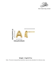 S925银镀金26个字母耳钉，低过敏性，个性化礼盒包装 - 金色 - 查看 9