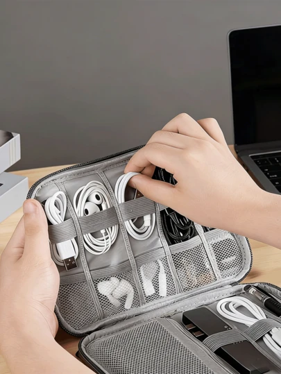 Túi đựng cáp du lịch, hộp đựng phụ kiện điện tử nhiều ngăn cho cáp, bộ sạc và thẻ nhớ, túi đựng đồ công nghệ di động, vật dụng thiết yếu cho văn phòng và du lịch.