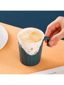 6pcs Disposable Paper Cup Sleeves, Thick Plastic Ripple Cup Holders, Heat-Resistant Cup Coasters, Kitchen Supplies - Multicolor - View 5