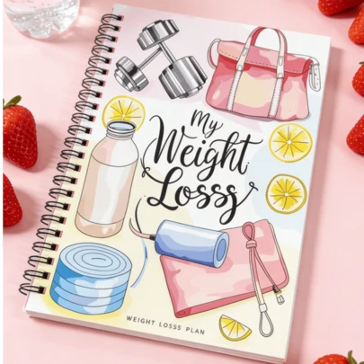1 Piece My Weight Loss Plan Diary Notebook, 104 Pages (52 Sheets), Spiral Bound Design, Suitable For Women And Men To Record Fitness, Diet And Progress, Ideal Gift For Weight Loss And Fitness