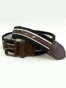 Cinto masculino de lona, estilo vintage streetwear coreano, ideal para usar com jeans, fivela retangular versátil, cinto longo de lona unissex para estudantes e uso diário. - Multicolorido - Ver 2