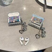 Ins Heart DIY Sticker Candy Protective Case Compatible With AirPods 3, 2, Pro Silicone Soft Shell Bluetooth Wireless Earphone Cover, Girly Style - Silver - View 5