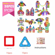 Bloques de construcción magnéticos de gran tamaño, juego de ladrillos magnéticos DIY, juego de construcción educativo, juguetes magnéticos STEM coloridos para niños y niñas, juego de construcción de diseñador, bloques de construcción, regalos para cumpleaños/fiesta/vacaciones (color aleatorio) (la imagen es solo para referencia), estudiante, papelería, útiles escolares - Multicolor - Ver 14