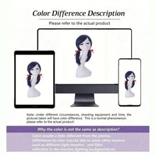 Blue Pigtail Anime Cosplay Wig Headpiece, Synthetic Fiber Hair Accessory Suitable For Girls' Halloween Themed Party Costume - Multicolor - View 6
