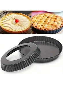 Khuôn nướng bánh pizza/bánh ngọt đáy rời 7 inch/8 inch/9 inch, khay nướng bánh pizza/bánh ngọt/món tráng miệng, đĩa nướng bánh tròn có rãnh, có thể tái sử dụng, chịu nhiệt, bền chắc. - Nhiều màu - Xem 3