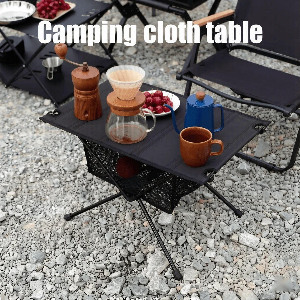 Lightweight Foldable Outdoor Camping Table With Storage Mesh Pocket And Cup Holder, Quick Folding And Compact Design, Suitable For Camping, Travel, Hiking, Beach And Backyard - Multicolor - View 1