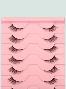 10 Pairs Cat Eye Natural Crisscross Eyelash Extensions With Black Line Suitable For Daily And Dating Makeup Essentials - Black - View 6