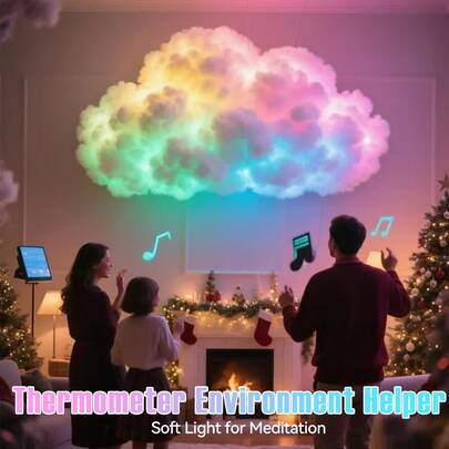Đèn LED tự tạo hình, đèn đám mây tia sét 3D USB với dải đèn LED thông minh RGB, dễ dàng lắp đặt - Thích hợp cho phòng ngủ, phòng chơi game, quán bar, trang trí ánh sáng tạo không khí tiệc DJ. Đèn ngủ treo tường và trần nhà sáng tạo, nhấp nháy đồng bộ theo nhạc ngày lễ, đổi màu động.