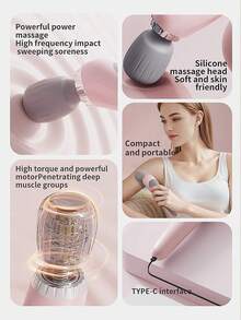 Masajeador vibratorio de mano, varita de masaje eléctrica portátil, 5 niveles de intensidad ajustables, adecuado para cuello, espalda, hombros, cintura, piernas y pies, alivia el dolor corporal, perfecto para uso doméstico, regalo ideal para esposa, esposo y amigos - Blanco - Ver 3