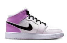 Jordan 1 Mid Barely Grape GS - White Powder - View 2