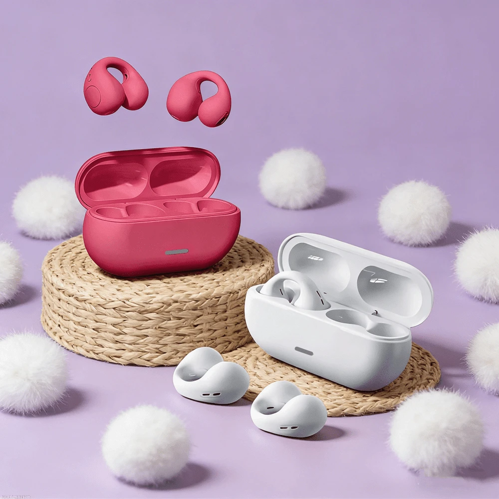 Auriculares inalámbricos Bluetooth 5.3 de conducción ósea T75, con clip, música, cancelación de ruido, llamadas HD, deportes y juegos - Multicolor - Ver 1