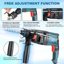 Con Kit de Herramientas con Accesorios Taladro Rotatorio para Martillo Rotatorio Taladro Rotatorio para Martillo Rotatorio Taladro de Impacto Taladro de Cincel de Impacto Taladro de Cincel para Martillo Rotatorio Taladros de Impacto SDS Plus Taladro Eléctrico de Martillo de Doble Manija Taladro Eléctrico de Martillo Rotatorio para Concreto Taladro Eléctrico de Martillo Rotatorio para Concreto - Tipo de Enchufe A USA (110-127V) - Ver 3