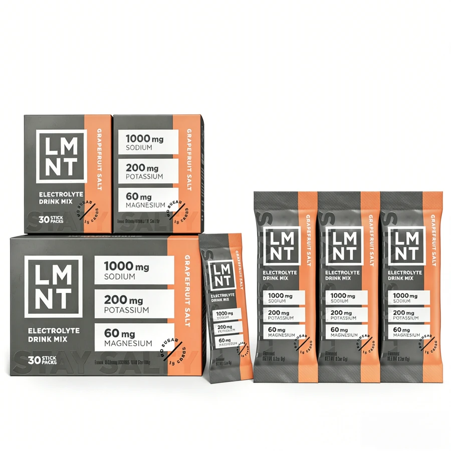 LMNT Zero Sugar Electrolytes Hydration Powder, Grape Salt Pomelo Flavor Drink Mix, 30-Count - 3-pack - View 1