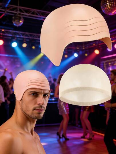Gorro calvo realista - Sombrero de cabeza calva de silicona, herramienta de broma perfecta para Halloween, fiestas, fotografía y actuaciones en el escenario