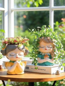 Cây mọng nước hình đầu người, cây xương rồng bằng nhựa dễ thương, vật trang trí sáng tạo, phù hợp cho cả nam và nữ, hoàn hảo để trang trí văn phòng và sân vườn. - A - Xem 3