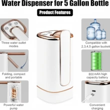 通用 5 加侖水瓶抽水器，可折疊自動水瓶抽水機，便攜式電動水泵 USB 充電 1-5 加侖水瓶開關，1 件可折疊自動飲水機，抽水器，便攜式水杯抽水機。可調節，具 3 種出水模式，支持 USB 充電，適用於家庭、辦公室、宿舍和戶外露營使用 - 彩色 - 查看 9