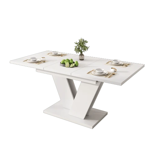 Extendable Dining Table 120/160 X 80 Cm, Suitable For 4-6 People, Rectangular, Reinforced Tabletop, V-Shaped Legs, Simple Style, White Color.