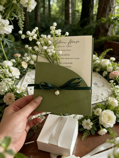 30pcs Pocket Style Wedding Invitation Envelopes, Minimalist Design Suitable For Engagement, 15th Birthday, Christening And Other Occasions, 5*7 Inch Invitation Size, DIY Invitation Cards, Customizable Pockets