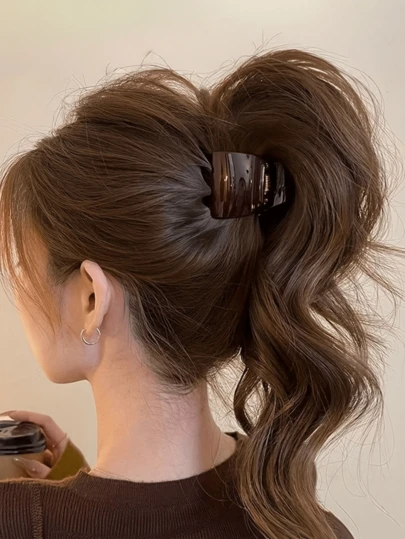 1pc Large Size Women's Hair Clip, Strong Non-Slip French Hair Clip Suitable For Thick & Thin Hair, Glossy Tortoiseshell Texture Hair Accessory For Daily Styling (Dark Brown) Summer Beach Claw Clips Vacay Hair Claws