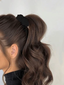 10个装缎面发圈，黑色丝滑触感发绳，无缝柔软弹力发带，防断裂马尾辫发圈，适合睡眠、浓密/稀疏发质、伴娘、婚礼、派对、日常使用（黑色） - 黑色 - 查看 2