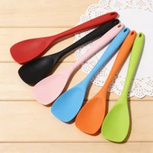Muỗng và thìa silicon chống dính dùng để nướng và nấu ăn, dài 33 cm, chịu nhiệt, an toàn cho nhà bếp và máy rửa chén (Hồng/Cam/Xanh dương/Đỏ/Xanh lá cây/Đen, gói 1/2 chiếc) - 2 cái - Xem 12