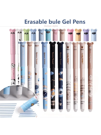 24pcs Animal Shaped Erasable Gel Pen Set, [4 Pens + 20 Refills] 0.5mm Fine Tip, Blue Ink, Built-In Eraser, Ideal For Note-Taking And Writing, Perfect For Office, School, Birthday, Christmas, Valentine's Day, New Year Gifts, Easter Gifts