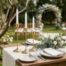 3/6/12PCS French Retro Candlestick, Candle Holder,Candle Holder/Candle Holders Wide Round Base Candlestick,Candle Holder,Centerpiece,Wedding Decor,Living Room Decor, Suitable For Weddings, Home Decoration, Wedding Arrangements, Candlelight Dinners, Christmas Parties, Table Center Decorations, Outdoor Garden Arrangements. It Can Also Be Used As Housewarming Gifts, Wedding Gifts, Anniversary Gifts, Birthday Gifts And Mother's Day Gifts. - Multiple Styles - View 2
