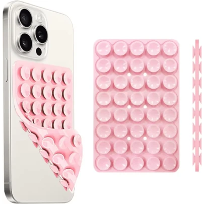 40pcs Double-Sided Silicone Phone Holder - Strong Anti-Slip Stand, Suitable For Hands-Free Viewing, Selfie And Video On /Android Phones, Can Be Used On Mirrors, Glass, Tiles And Smooth Surfaces
