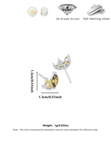 Bông tai hình lá bằng bạc S925 Sterling Silver đính đá Cubic Zirconia màu xanh ô liu, kèm hộp quà, trang sức không gây dị ứng. - Bạch kim - Xem 2