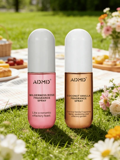 1瓶 ADMD 50毫升椰子香草与野玫瑰香氛喷雾，不含酒精，持久留香，精致礼品。享受生活，展现真我。营造清新怡人的氛围，适合工作、聚会、约会及日常使用。优雅脱颖而出，提升自信，彰显高雅品味，保持真我。
