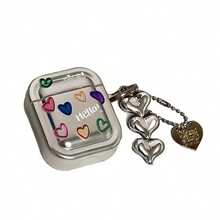 Ins Heart DIY Sticker Candy Protective Case Compatible With AirPods 3, 2, Pro Silicone Soft Shell Bluetooth Wireless Earphone Cover, Girly Style - Silver - View 4