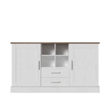 Sideboard 140 X 40 X 79.5 Cm, White And Brown Wood Grain - 2 Doors, 2 Drawers - 白色 - 查看 11
