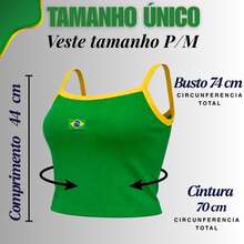 Women's Embroidered Tank Top With Straps, Baby Look Style, Brazil Y2K, Foreign Style. - Green Flag - View 3