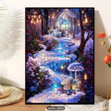 1000片拼图，50*70厘米/19.7*27.6英寸，拼图工艺品，马赛克装饰墙画，适合初学者，大型艺术装饰品，适合家居客厅办公室装饰，母亲节新年复活节礼物【不含框】 - 彩色 - 查看 10