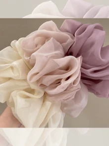 1pc Extra Large Organza Scrunchie, French Romantic Vibe High Ponytail Hair Tie, Spring/Summer Atmosphere Hair Accessory - Multicolor - View 7