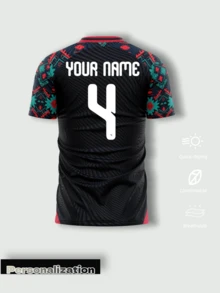 Personaliza tu camiseta de la selección mexicana de fútbol: disponible en verde, blanco y rojo, con la opción de añadir tu nombre y número. Confeccionada con tejido ligero de secado rápido. - Negro - Ver 3