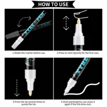 1pc Waterproof Tire Paint Marker Pen, Fade-Proof And Easy To Color. Suitable For Car, Motorcycle And Bike Tires. Great DIY Tool To Draw Wheel Letters For Personalized Car Modification. - Multicolor - View 3