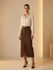 Women Skirts - Rust Brown - View 2