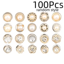 10/20/40/60/80/100Pcs Women's Fashion Brooch, Seamless Button Brooch, Pearl Rhinestone Brooch, Clothing, Hat Packaging Decoration, Safety Pin - Multicolor - View 17