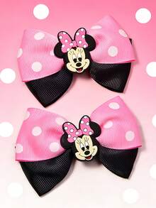 Disney 2pcs Cartoon Polka Dot Bow Hair Clips, Suitable For Daily Wear, Holiday Parties, Mother's Day Gifts, Valentine's Day Outfits, Back To School & Graduation Accessories - Multicolor - View 10