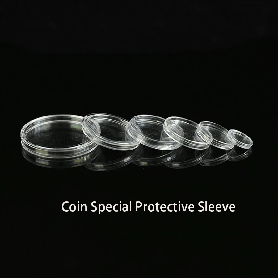 50 piezas Estuches de plástico transparente para exhibición de monedas, soportes para colección de monedas, cajas de almacenamiento de monedas [Monedas no incluidas] - Azul y blanco - Ver 1