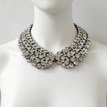 Collar grande de estilo bohemio con lazo, cristal y strass, collar retro de moda para mujer - transparente - Ver 2