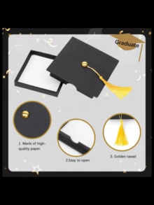 1pc Black Graduation Cap Gift Box, Black Doctoral Hat Gift Packaging Box, Suitable For Graduation Ceremony - Gift Box - View 5