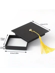 1pc Black Graduation Cap Gift Box, Black Doctoral Hat Gift Packaging Box, Suitable For Graduation Ceremony - Gift Box - View 4