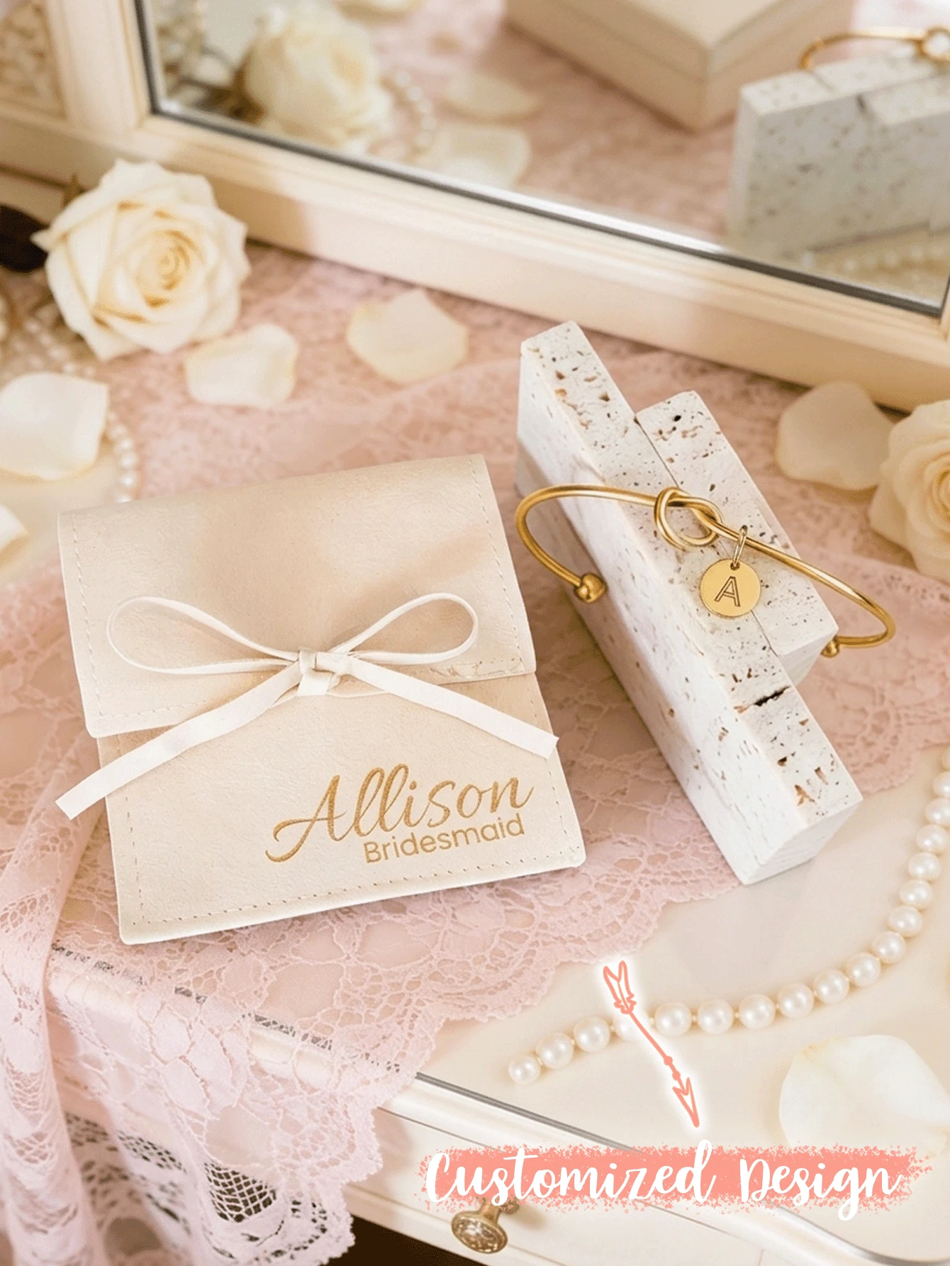 Vòng tay thắt nút cá nhân hóa với mặt dây chuyền chữ cái đầu và túi đựng trang sức tùy chỉnh, vòng tay dây thừng tối giản có thể điều chỉnh với mặt dây chuyền chữ cái A-Z, túi quà khắc tên, quà tặng tình bạn, quà cảm ơn, quà tặng phù dâu. - Vòng tay thắt nút - Xem 1