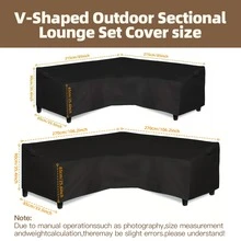 1 tấm bọc ghế sofa hình chữ L - Chất liệu vải Oxford 300D, bền chắc, phù hợp với ghế sofa hình chữ L, bàn cà phê, bàn hiên trong nhà, màu đen (Chỉ bao gồm tấm bọc) - màu đen - Xem 3