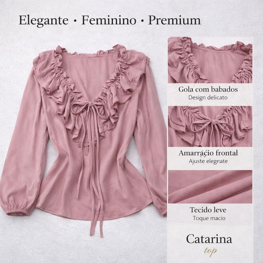 SHIRT MADE OF COTTON AND SYNTHETIC LINEN WITH RUFFLES AND V-NECKLINE - Pink - View 1