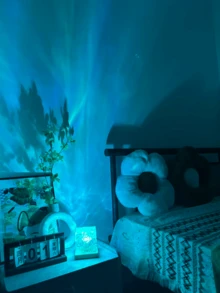 1pc Mini 16-Color LED Wave Ripple Northern Lights USB Remote Touch Control Square Art Atmosphere Lamp, With Touch/Remote, Dimmable Ambient Lighting, Glass Art Decor Lamp, Starry Sky Atmosphere Light Suitable For Bedroom And Ceiling Decor, High-Quality Material Craftsmanship, Perfect For Bedroom, Living Room, Wedding Party, Birthday Surprise Gift - Multicolor - View 2